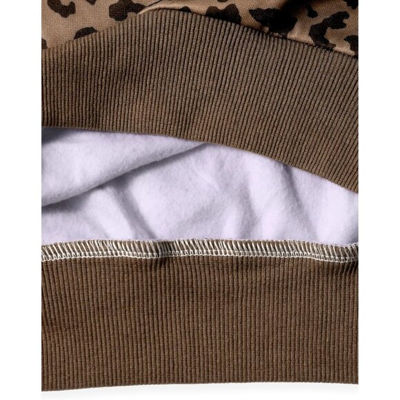 ⚡Women Brown Leopard Imported Graphic Crewneck Long Sleeve Pullover Sweatshirt - Picture 4 of 5